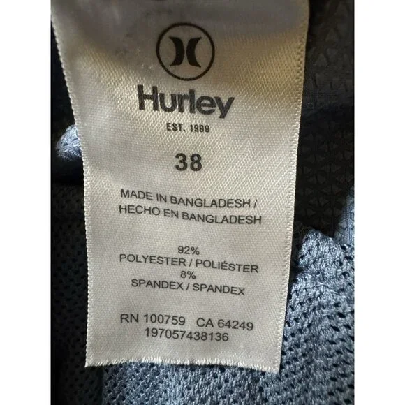 Hurley Hybrid Shorts Mens 38 Gray Blue Stretch Surf Walk Shorts 9” Inseam - Picture 5 of 5
